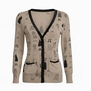 Oliver Perry Knit Cardigan with Dress and Shoe Design Artwork Sketches Size XS